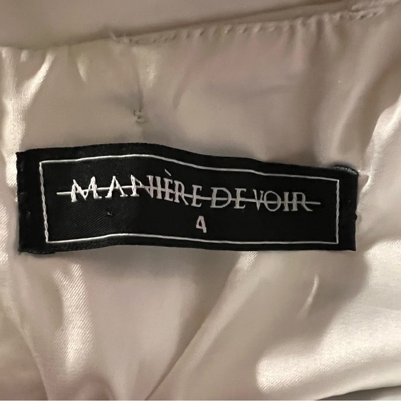 Maniere de Voir White Satiny Ruched Mini Dress 2 - Picture 4 of 9